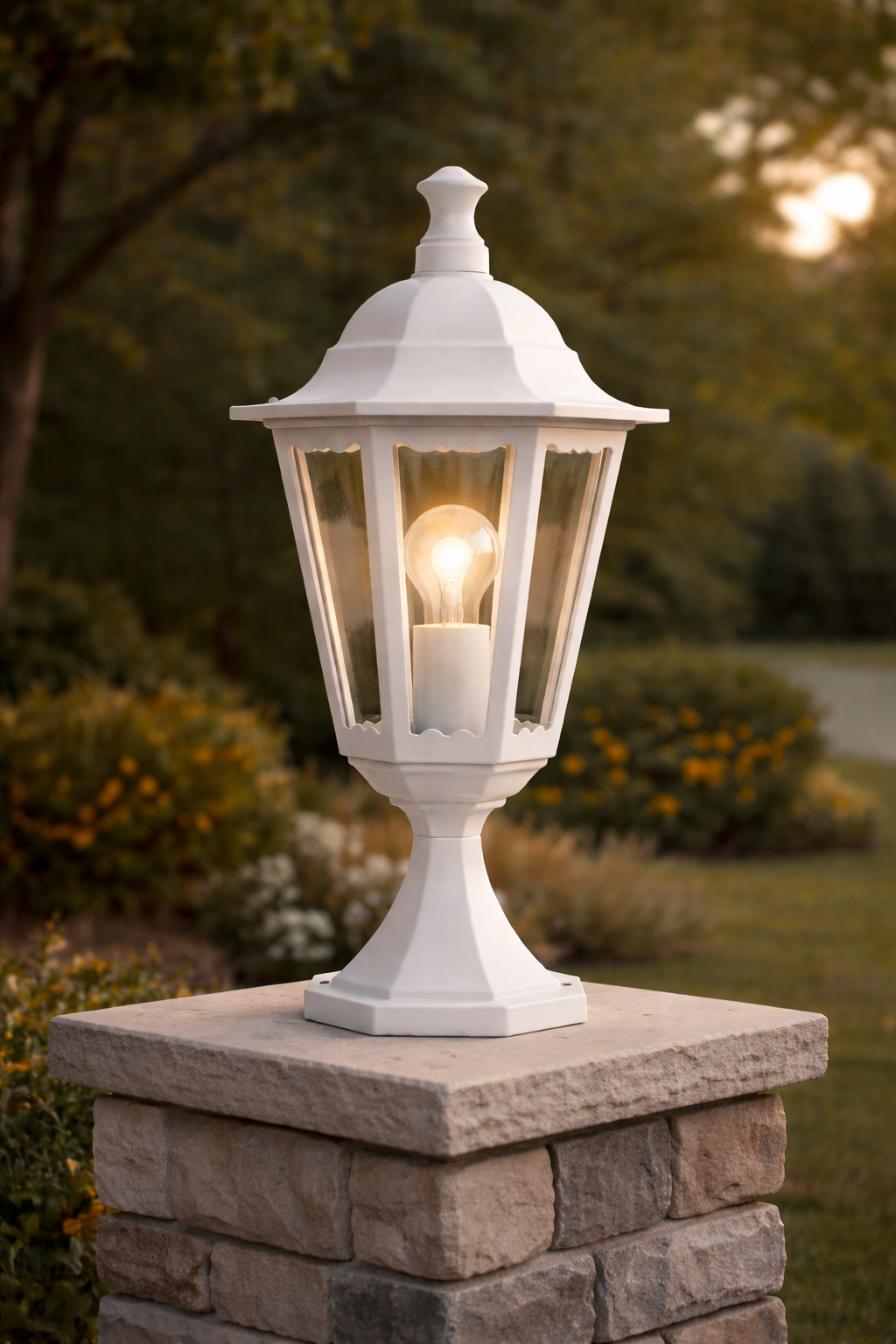 white top wall light in a modern out door 