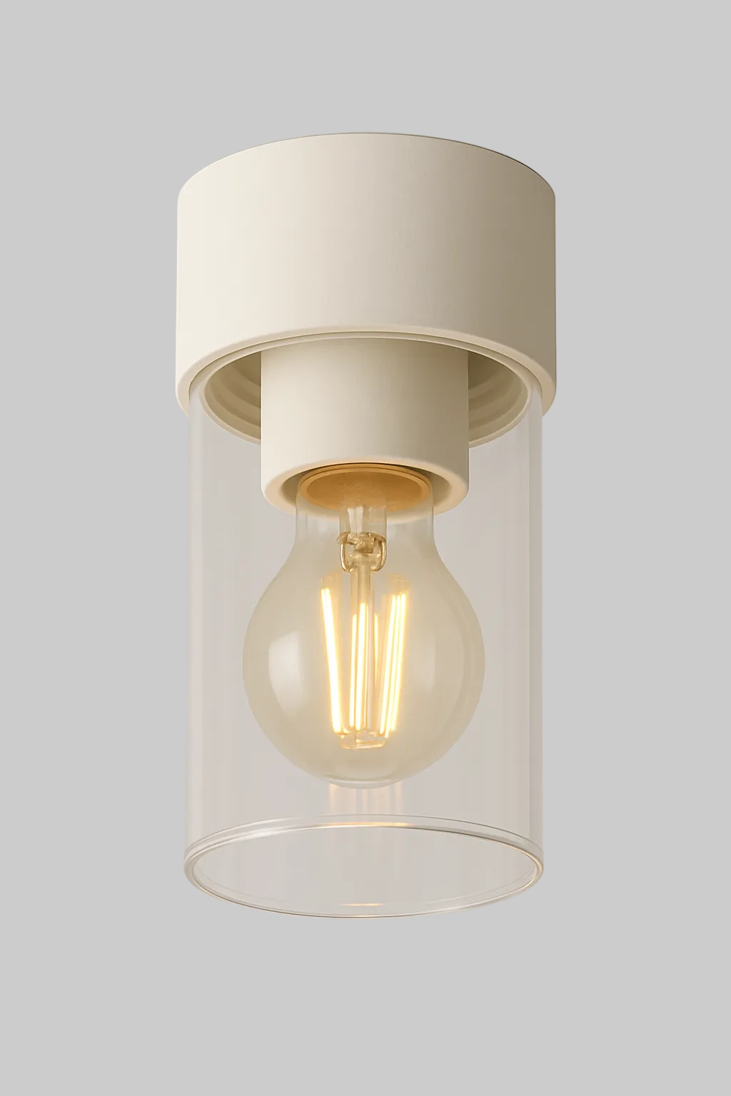 Ceiling light fixture with a clear glass cover with E27 base lamp