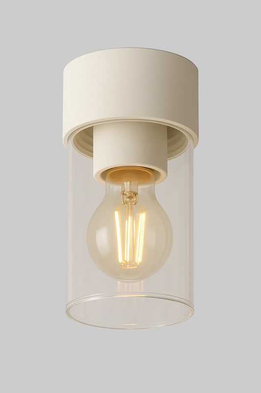 Ceiling light fixture with a clear glass cover with E27 base lamp