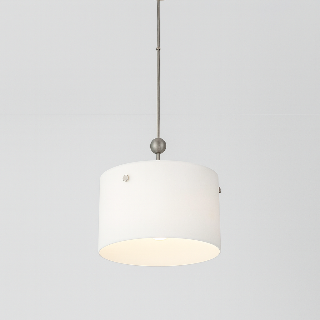 White suspended pendant light with E27 base lamp