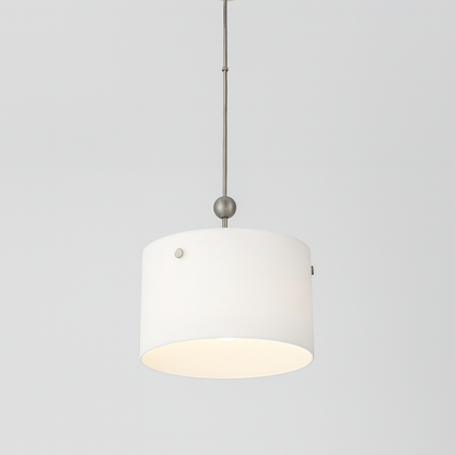 White suspended pendant light with E27 base lamp