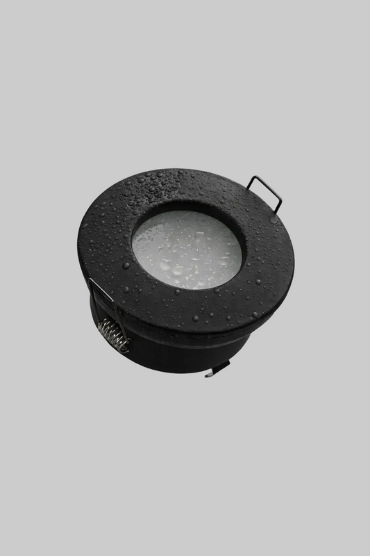 Black recessed spotlight frame with MR16 base lamp