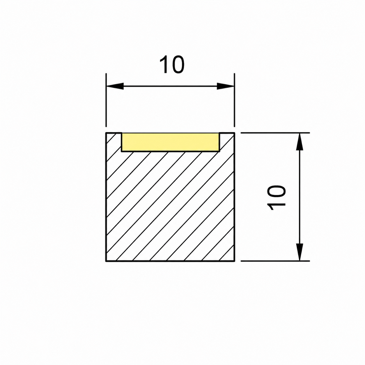 Technical drawing for N1010-10M/W neon strip light 
