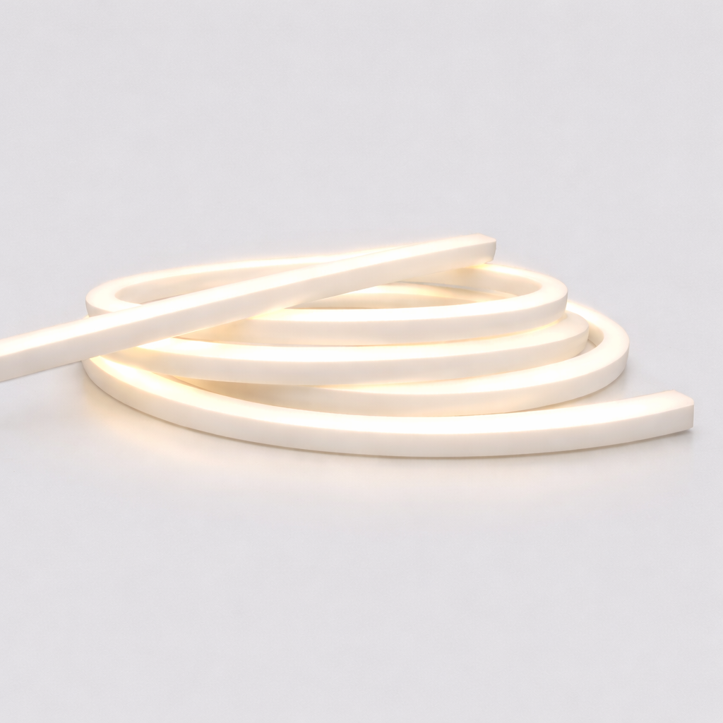 Neon light strip on a white background