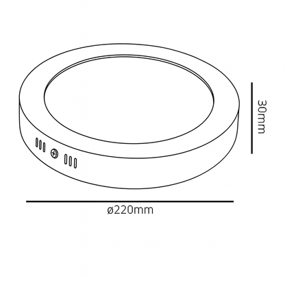 Measurement diagram of a downlight  with dimensions labeled