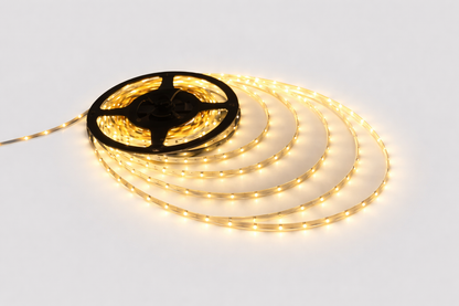 Roll of LED strip light on a white background