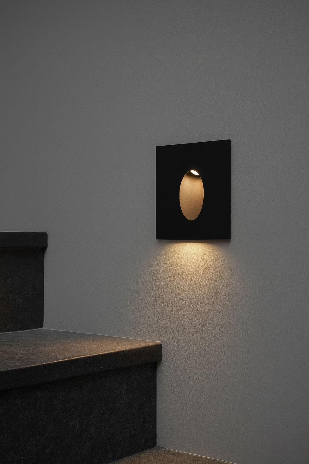 Square wall recessed step light with COB/SMD base lamp