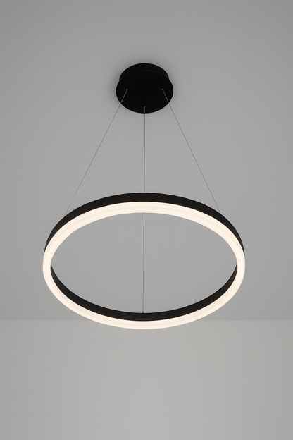 Modern pendant light with COB/SMD base lamp and circular design 