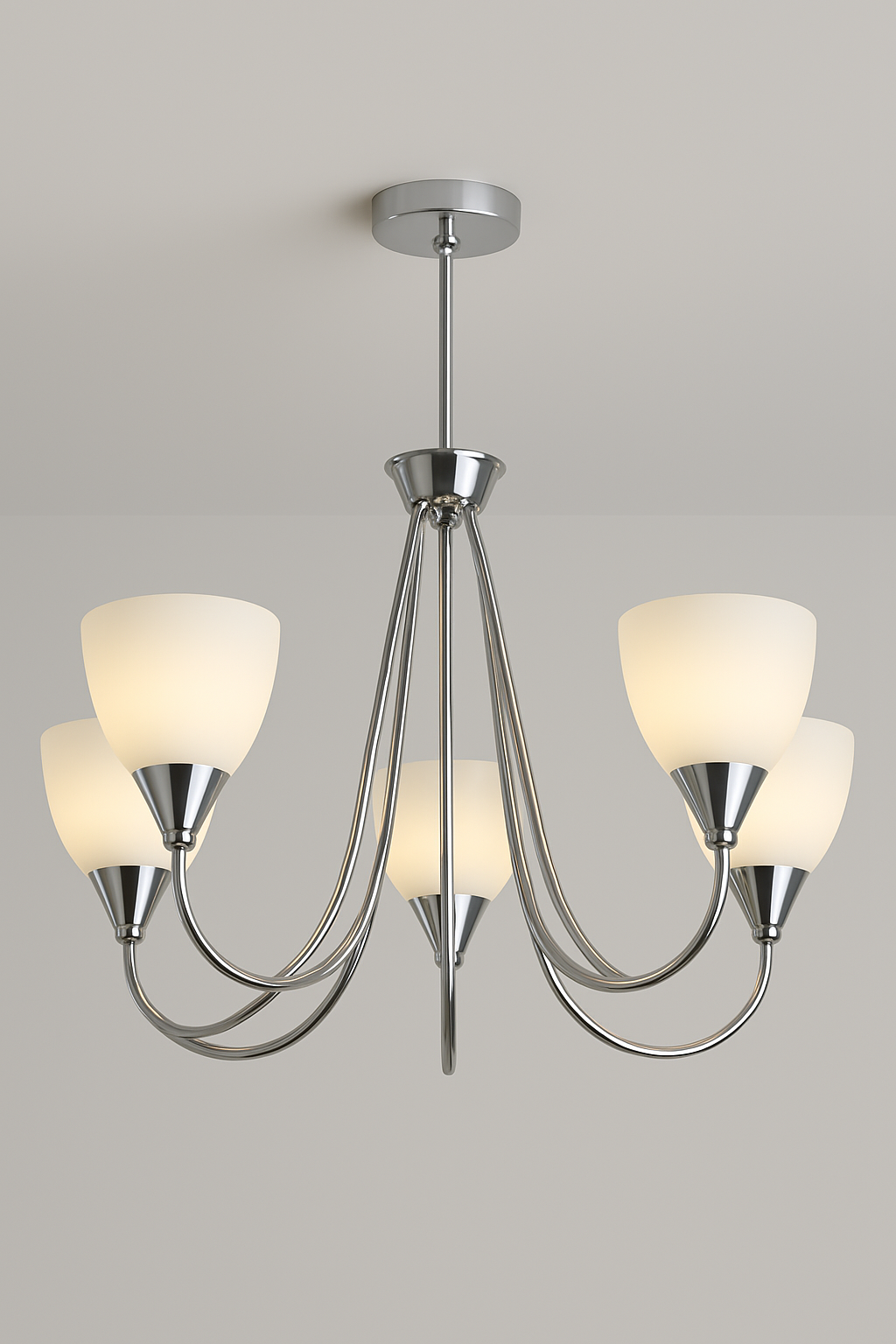 Suspended light with metal and frosted glass and E27 base lamp