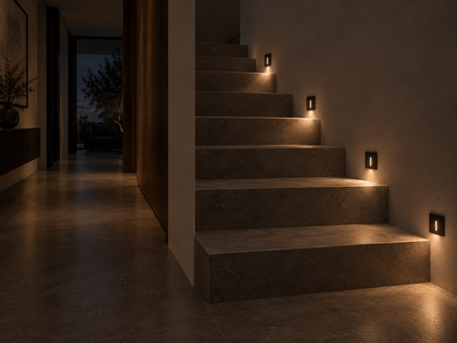 Square wall recessed step light