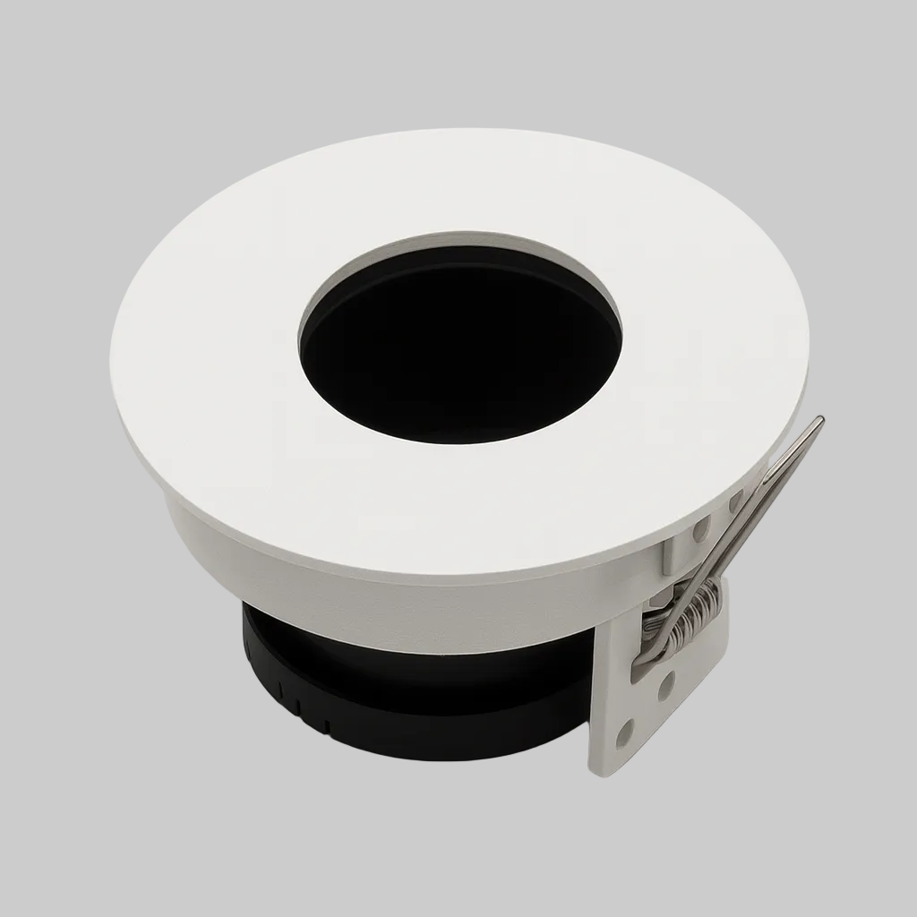 Round white recessed spotlight frame