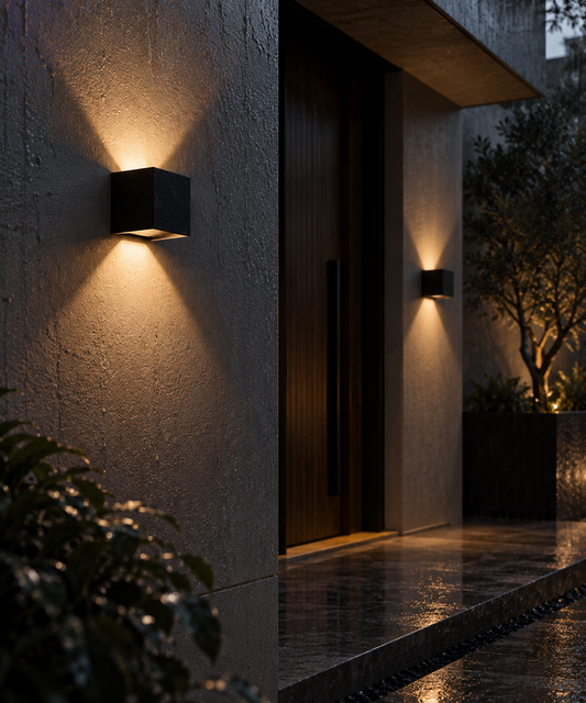 Black square wall light fixture 