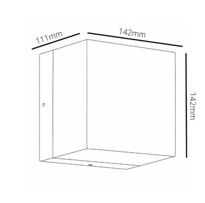 Cube with dimensions labeled on a white background