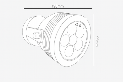 Technical drawing of a cylindrical object with dimensions labeled