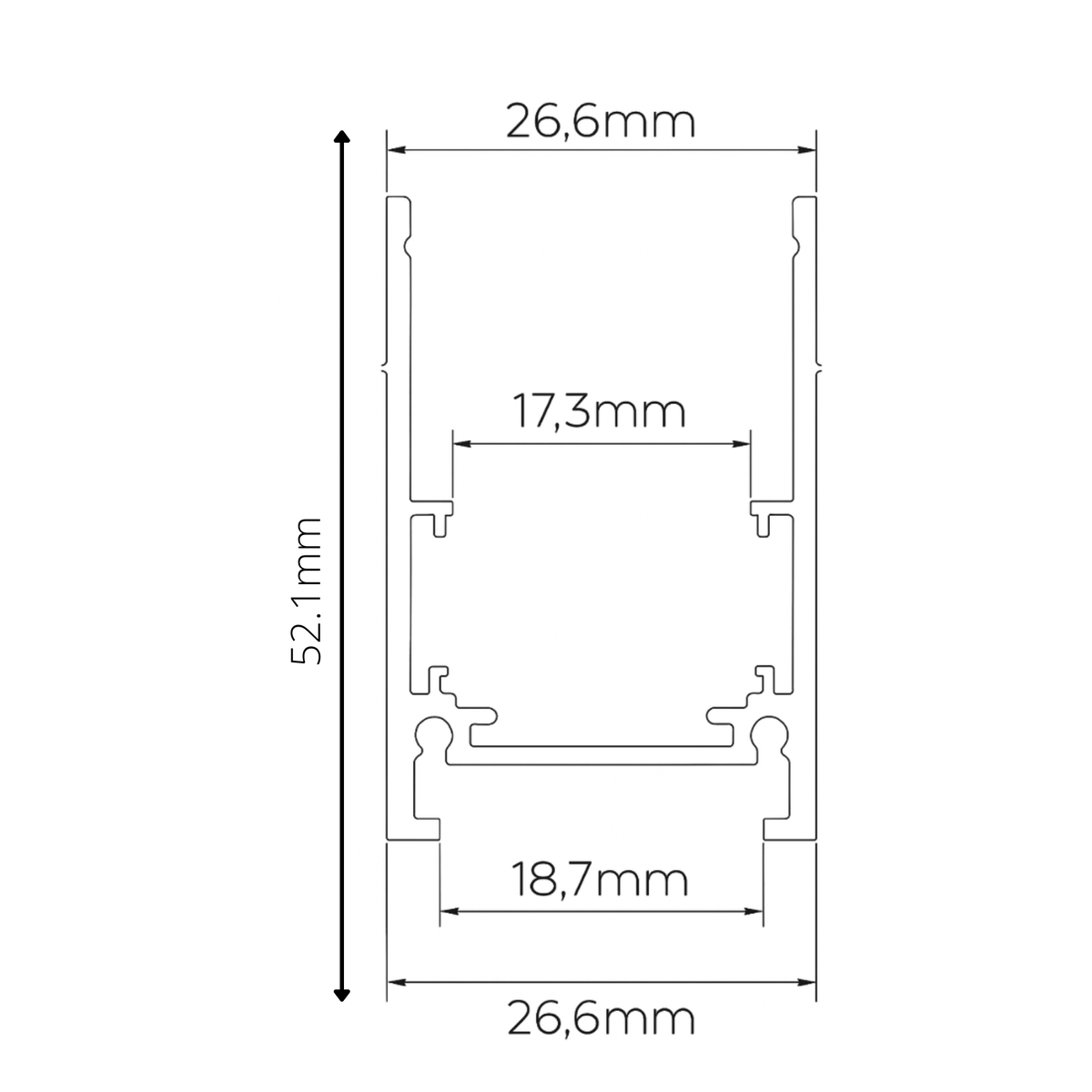 Technical drawing of a regular mounted track 