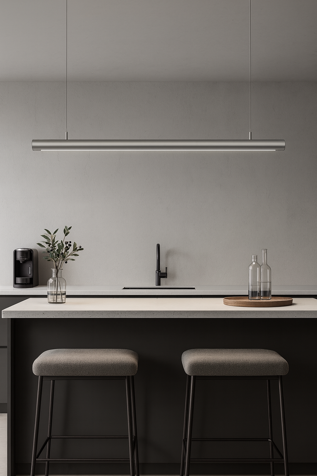 Suspended light fixture with T5 base lamp