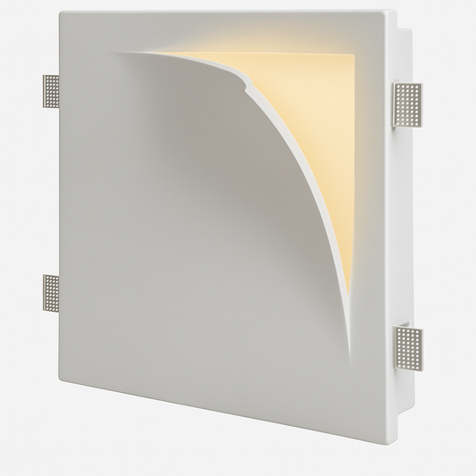 Modern wall-recessed gypsum light fixture with E14 base lamp 