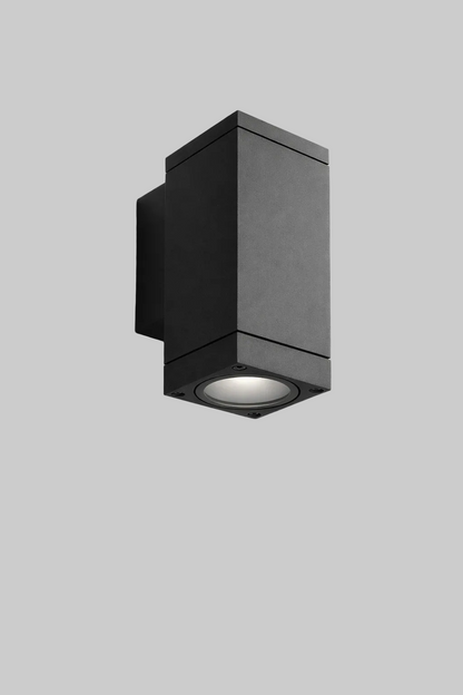 Black mounted wall light with GU10 base lamp