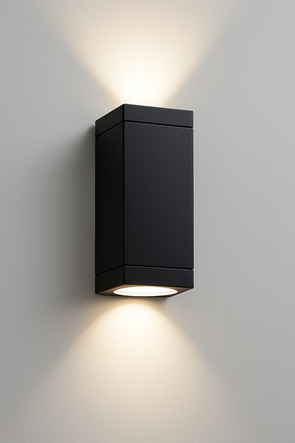 Black outdoor wall light fixture GU10 base lamp