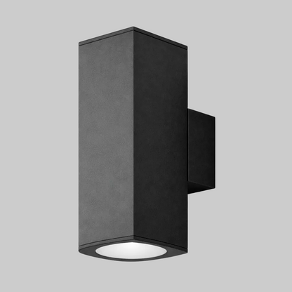 Black wall mounted light with GU10 base lamp