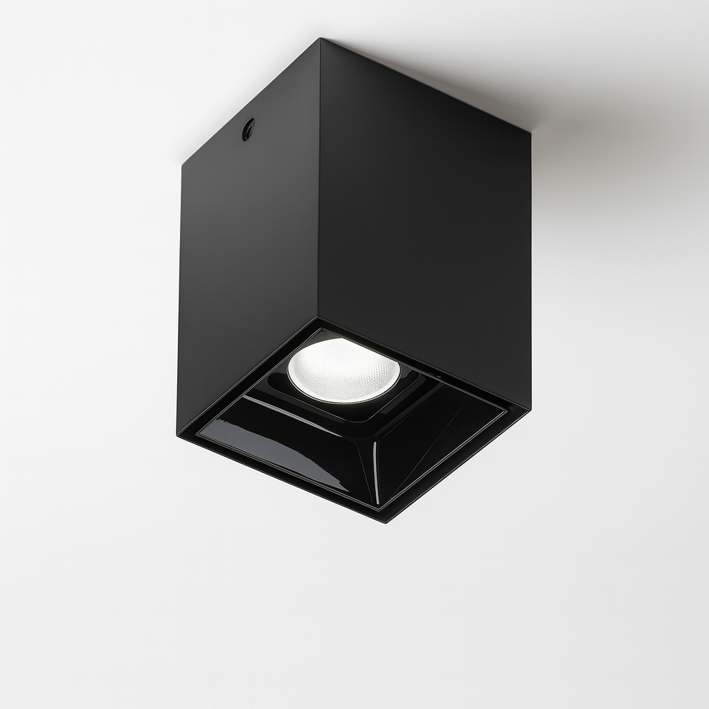 Black mounted light fixture with COB base lamp