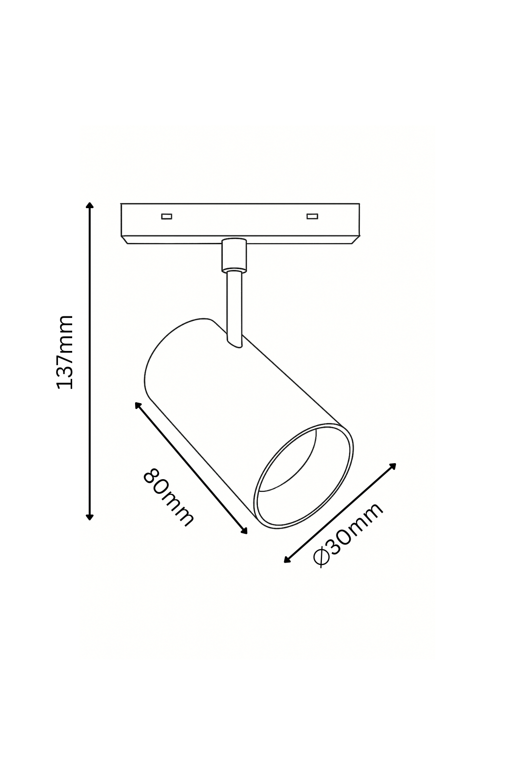 Technical drawing of a track spotlight 