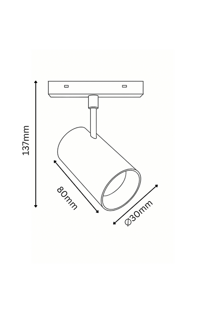 Technical drawing of a track spotlight 