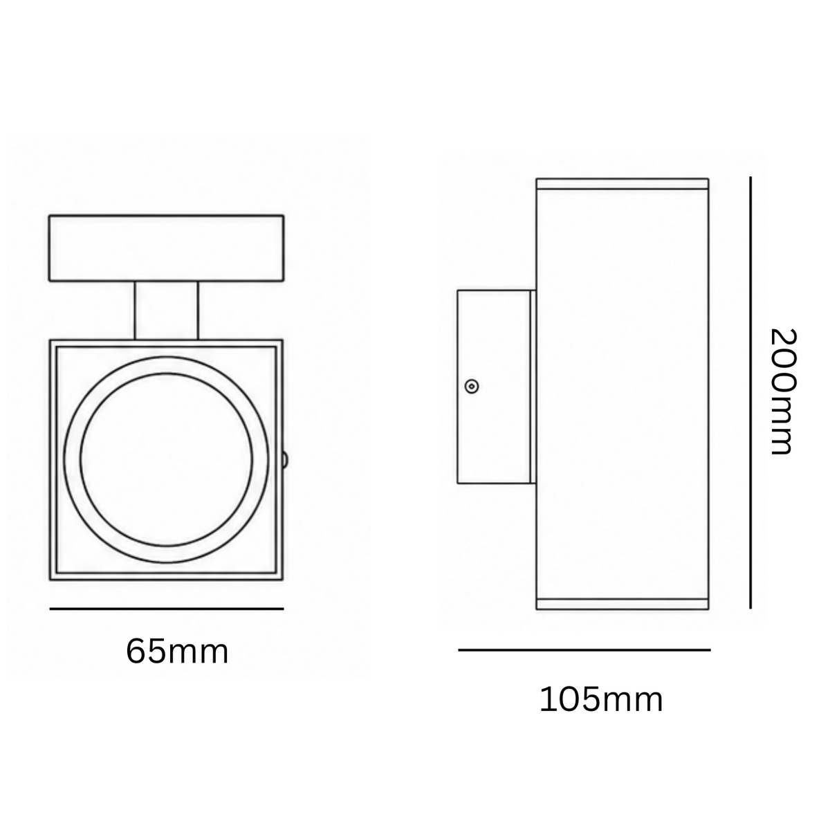 Technical drawing of the wall light  with dimension