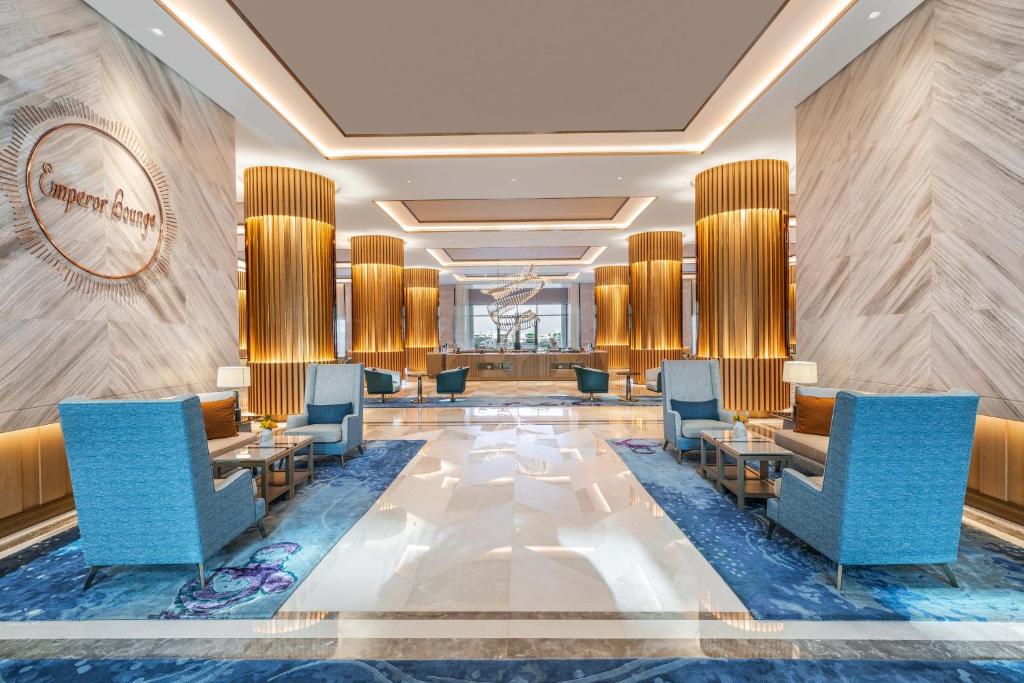Taj Exotica Resort and Spa Palm Jumeirah exterior architectural lighting at dusk