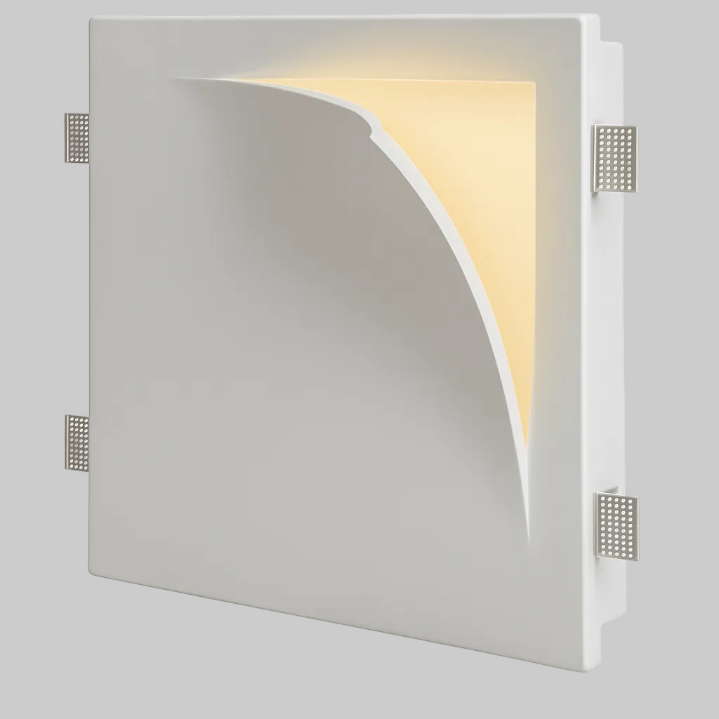 Modern wall-recessed gypsum light fixture 