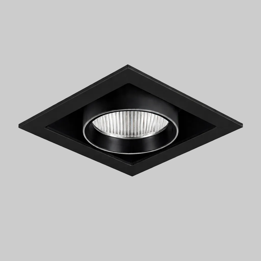 Black recessed square spotlight