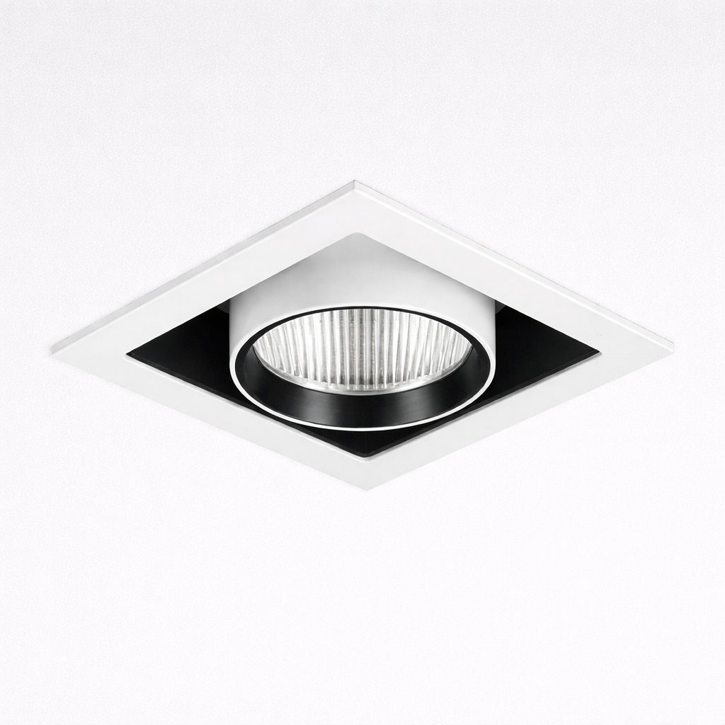 White recessed square spotlight