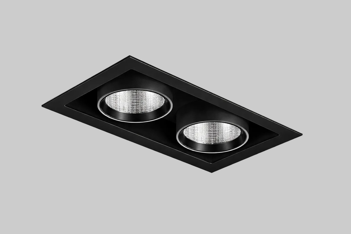 Black recessed square spotlight