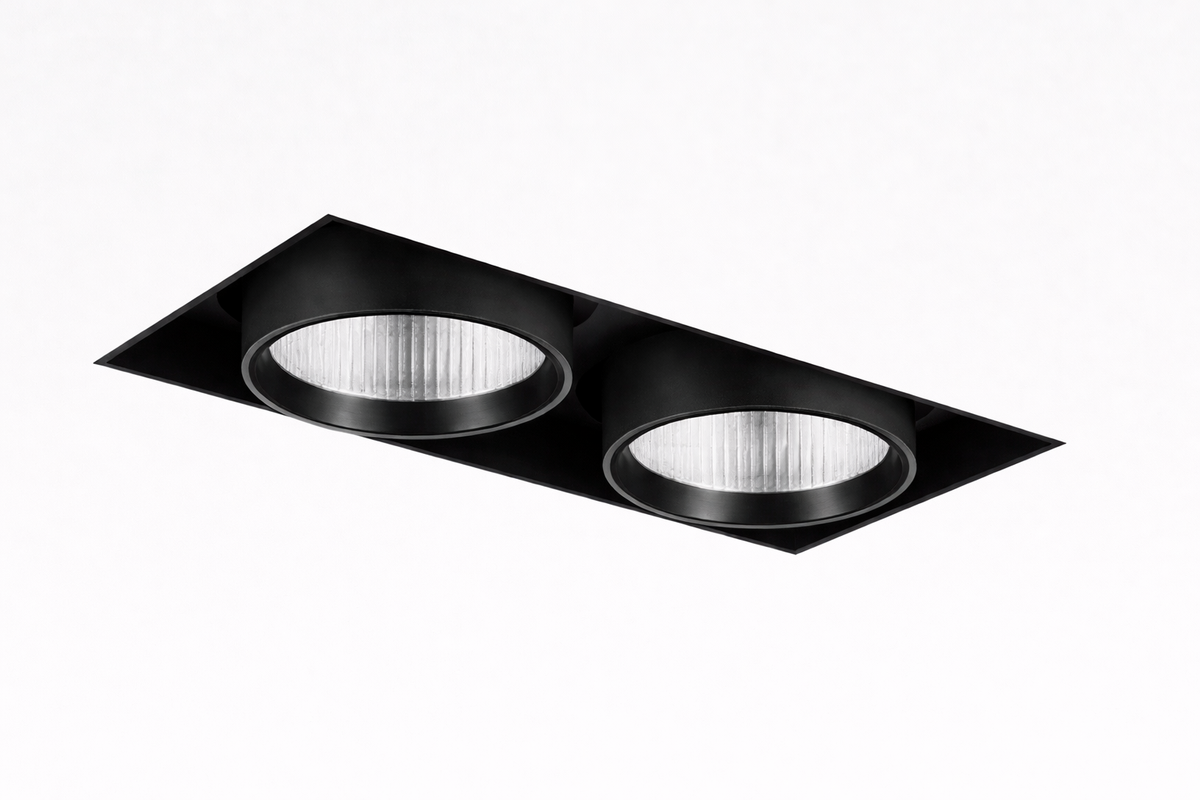 Black recessed trimless square spot light