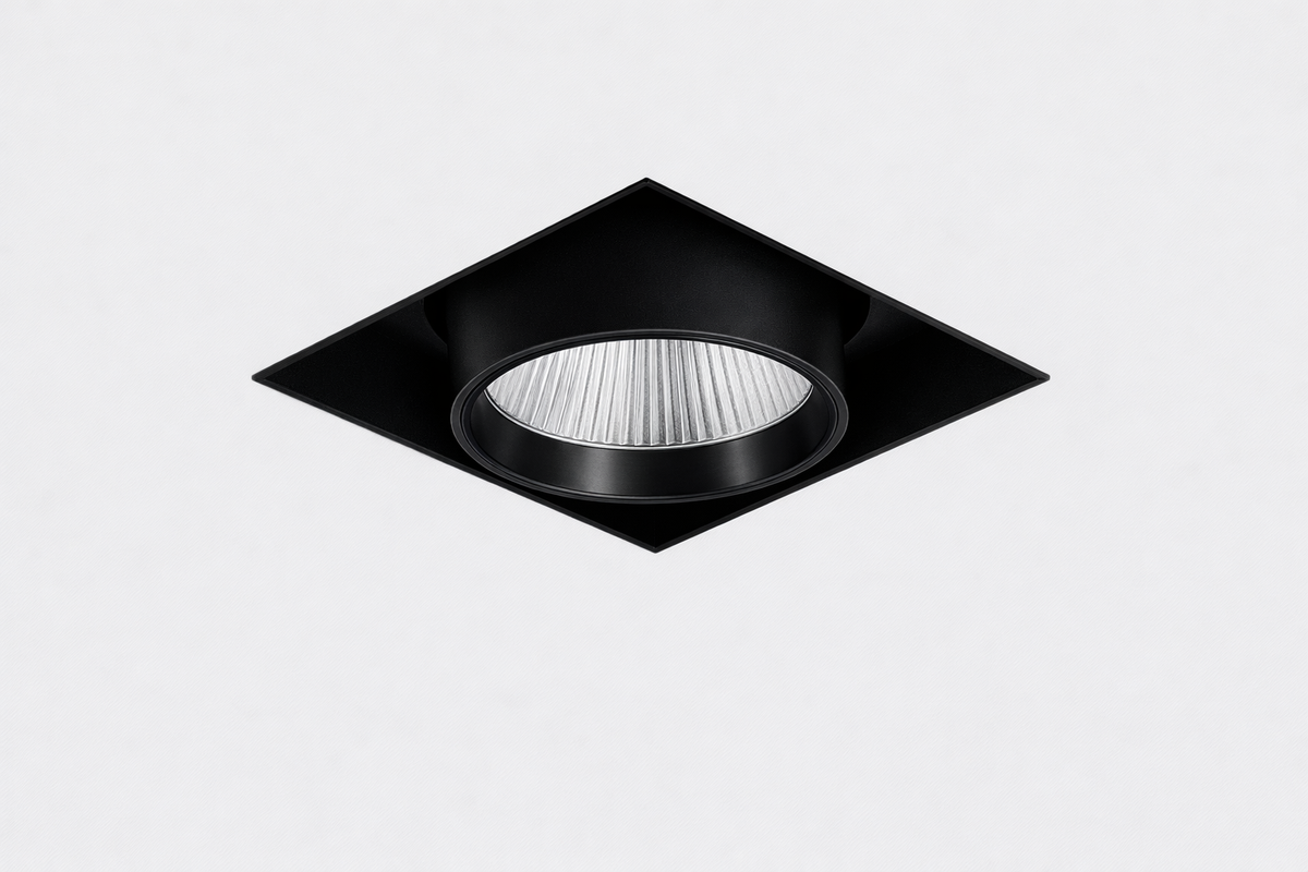 Black recessed trimless square spotlight