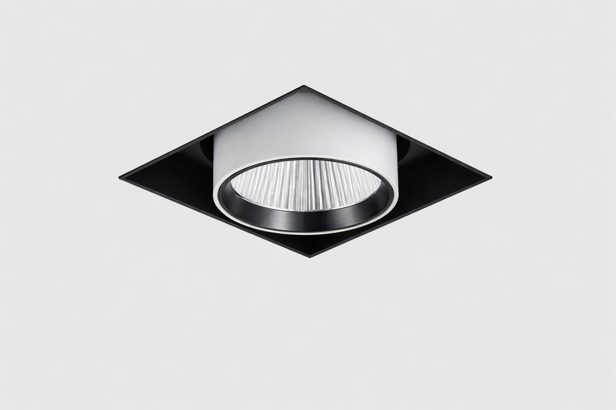 White recessed trimless square spotlight