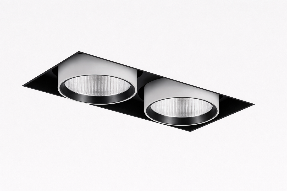 White recessed trimless square spot light