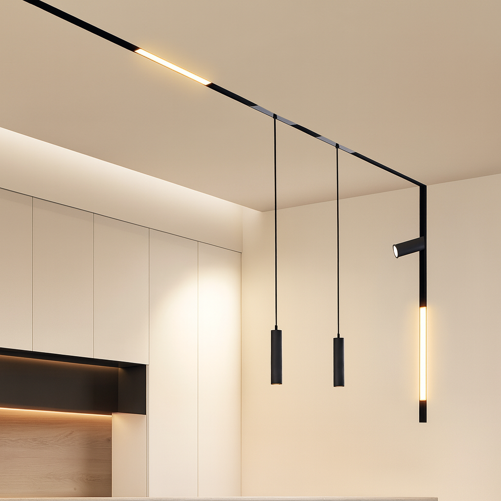 Recessed pre-bury Vertical Corner Connector for the track light