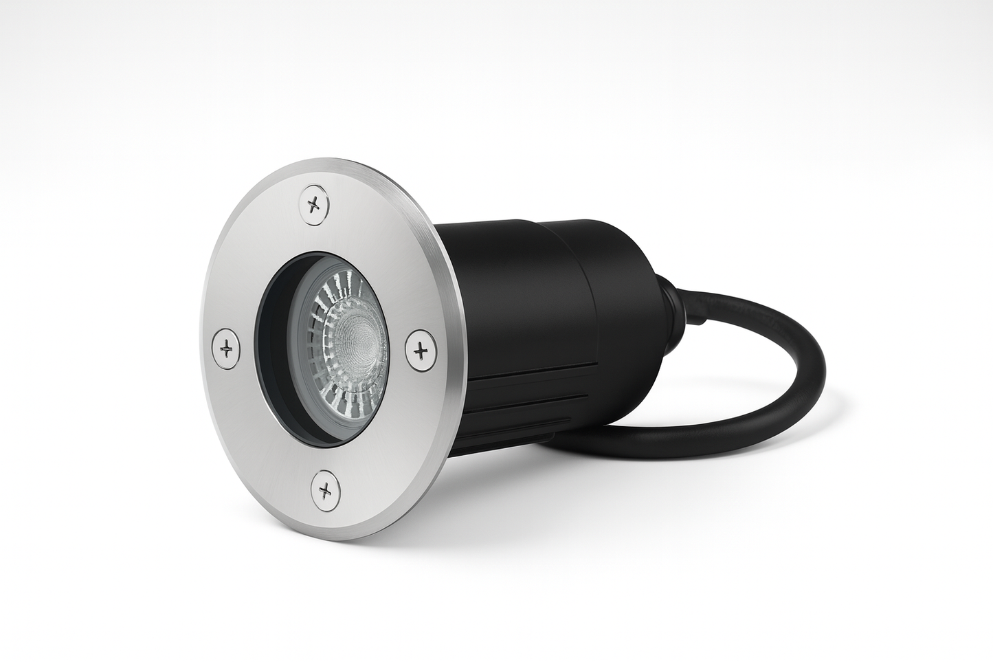 In-ground light fixture withStainless steel and black design with replaceable GU10Base lamp