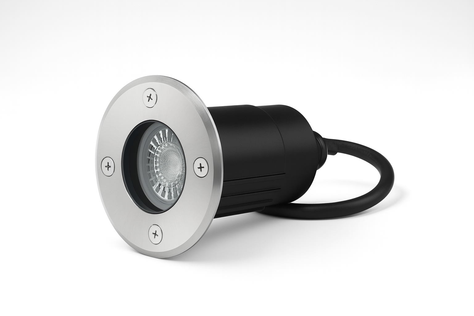 In-ground light fixture withStainless steel and black design with replaceable GU10Base lamp