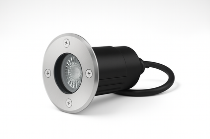 In-ground light fixture withStainless steel and black design with replaceable GU10Base lamp