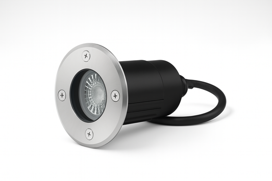 In-ground light fixture withStainless steel and black design with replaceable GU10Base lamp