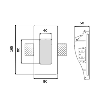 Recessed trimless gypsum light technical drawing 