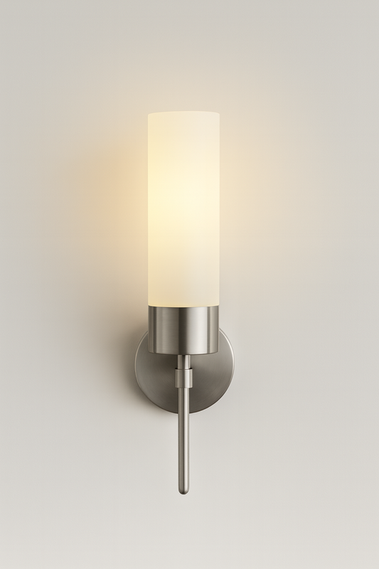 Wall-mounted light fixture with a white glass with E27 base lamp