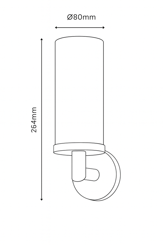 Line drawing of a cylindrical object with dimensions labeled
