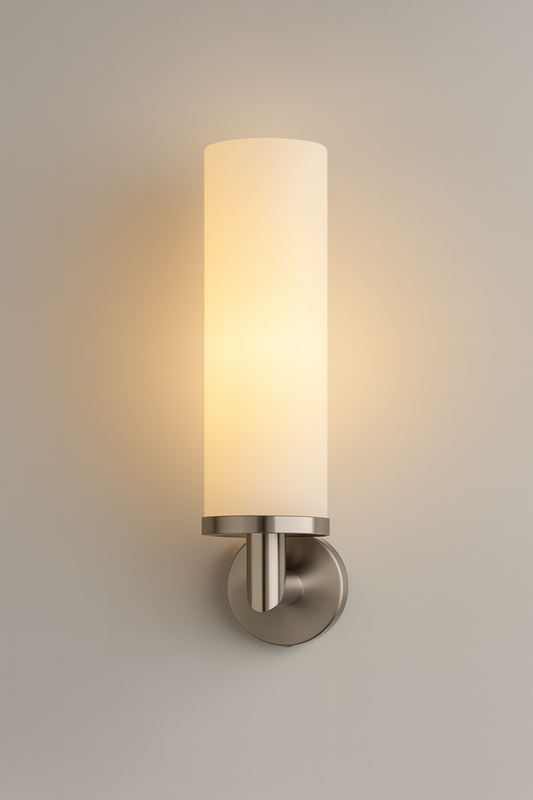 Wall-mounted light fixture with a cylindrical glass with E27 base ;lamp