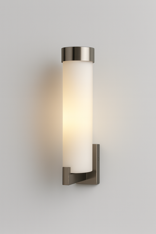 Wall-mounted light fixture with a cylindrical design with E14 base lamp