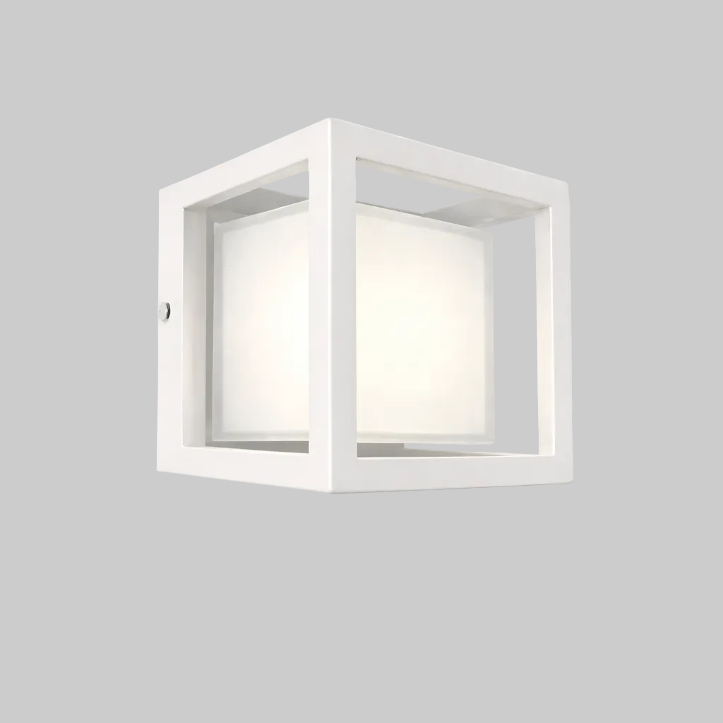 Square wall light fixture on a white background