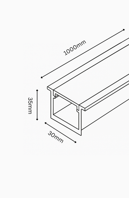 Dimensions of a rectangular metal box with dimensions labeled on a white background