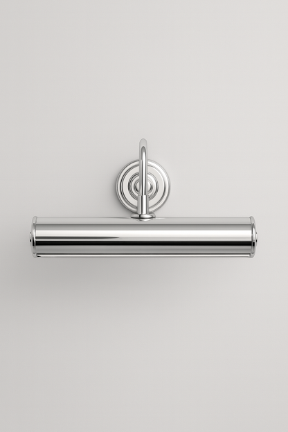 Chrome picture wall light fixture with E14 base lamp